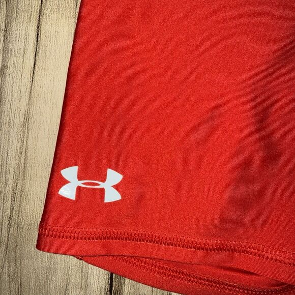 Under Armour Compression Shorts Women’s Size XS Mid Rise 4 Inch Shorty, Red - Picture 2 of 8